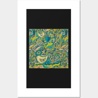 photo of fabric pattern  with birds and flowers Posters and Art